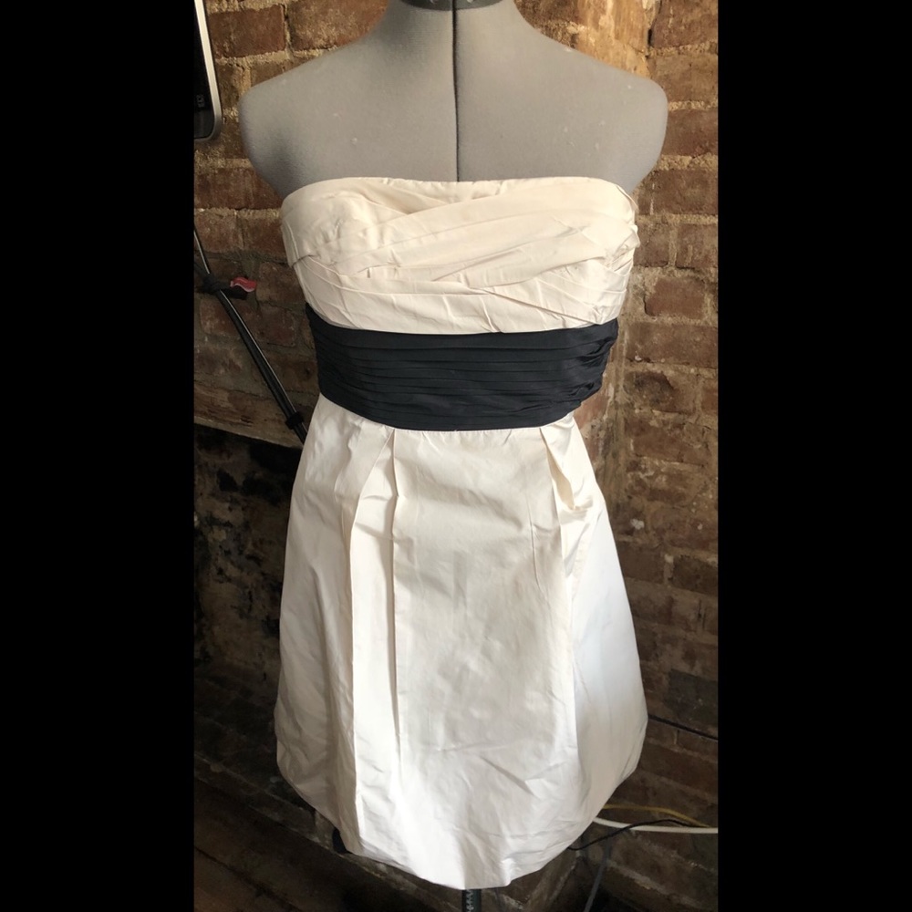 BCBGMaxAzria Cream and Black Banded Dress